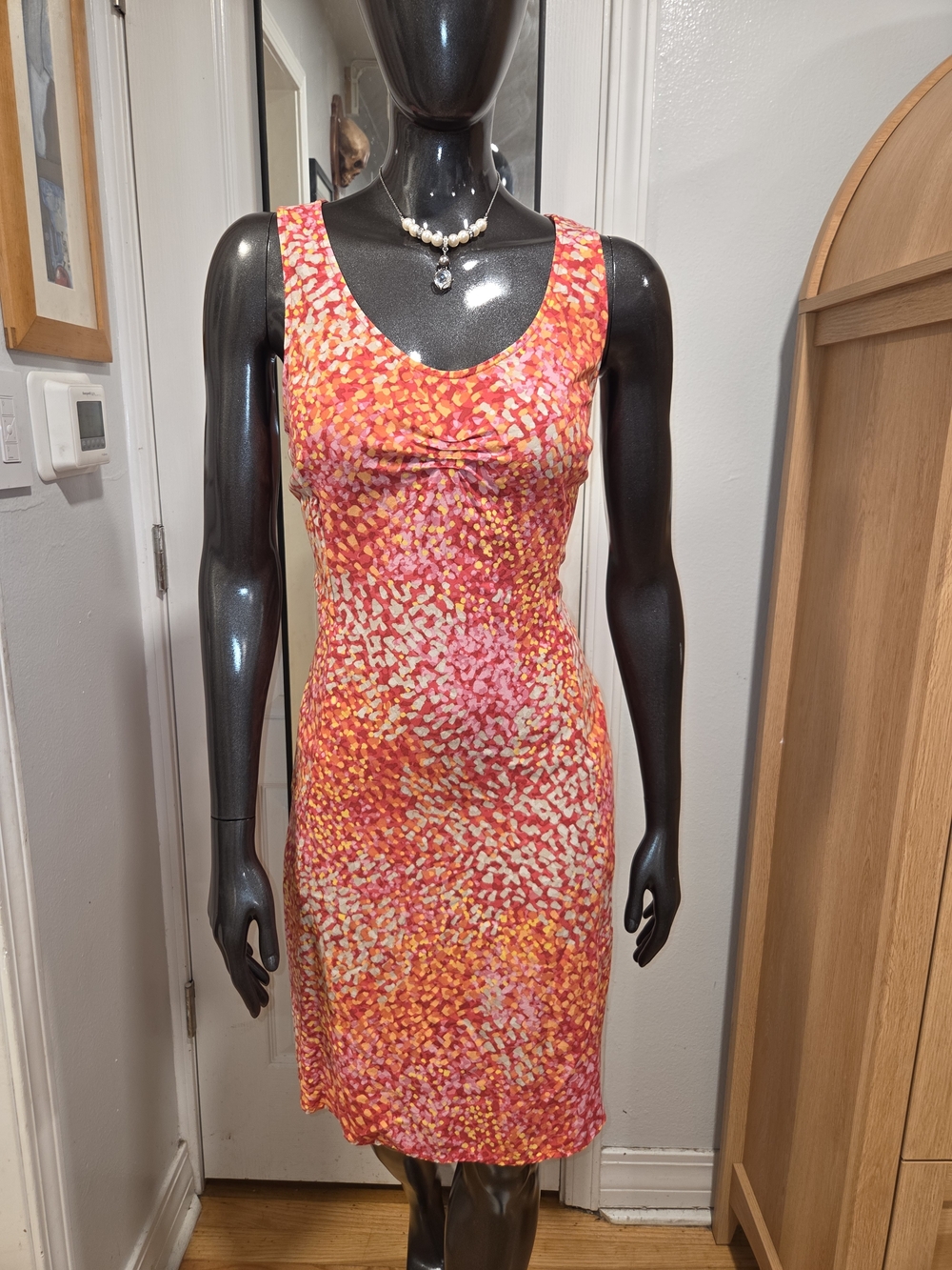 J. Jill Scoop Neck Sleeveless Floral Sheath Dress in Pink & Orange Sz 12